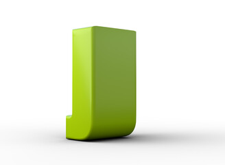letter J 3d clean light green isolated on white - 3d rendering