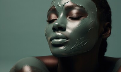 Woman with Green Clay Mask Relaxing