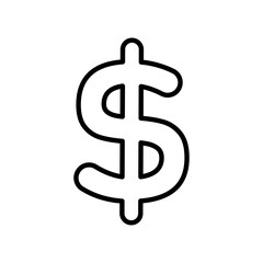 Dollar icon. Coloring book Black and white vector illustration.