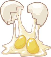 Egg illustration_white_double yolk_Raw egg_break