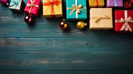 christmas decoration on wooden background
