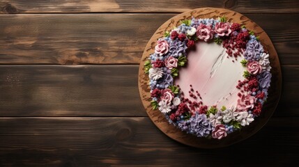 wedding cake in a wood background