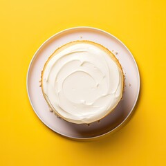 white cake in a yellow background
