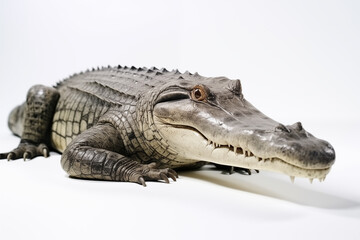 Obraz premium Alligator Portrait on White, Dangerous Predator