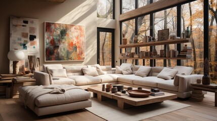 Modern Minimalist Living Room View - AI Generated