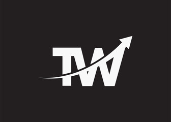 simple minimal letter tw arrow  logo