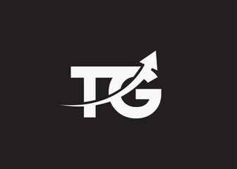 simple minimal letter tg arrow  logo