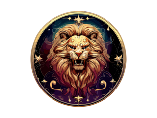 Leo. Zodiac sign, Golden Cosmic style of zodiac Leo in cercle  PNG Clipart.