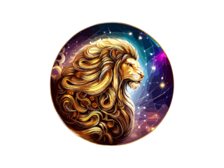 Leo. Zodiac sign, Golden Cosmic style of zodiac Leo in cercle  PNG Clipart.