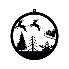 Round Christmas Ornaments Vector, Christmas Baubles EPS, Christmas Laser Cut Ornament, Baby Christmas Decorations Sign, Reindeer Ornament Svg