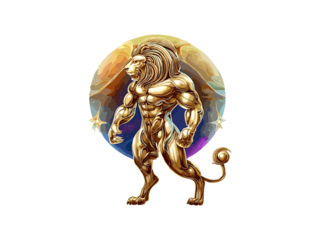 Leo. Zodiac sign, Golden Cosmic style of zodiac Leo in cercle  PNG Clipart.