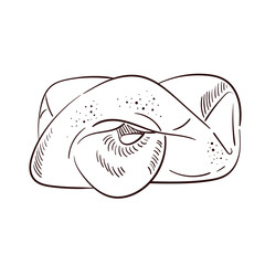 bread and pastry donut, long loaf and fruit pie. sweet bun or croissant, bagels. engraved hand drawn in old sketch and vintage style for label and menu bakery shop - black and white