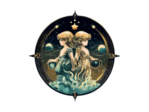 Gemini Zodiac signs astrology horoscope esoteric, Gemini constellations Luxary Golden PNG Clipart - Powered by Adobe