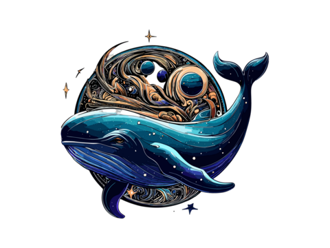 Pisces zodiac sign, astrological, horoscope symbol.  two whale fish swimming in a circle PNG Clipart