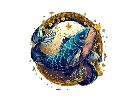 Pisces zodiac sign, astrological, horoscope symbol.  two whale fish swimming in a circle PNG Clipart