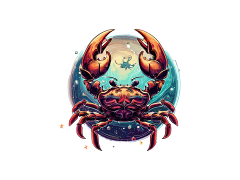 Golden Cancer zodiac sign ,Astrology calendar. Esoteric horoscope and fortune telling concept. - Powered by Adobe