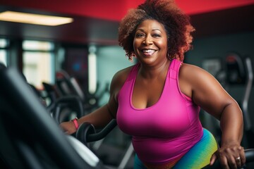 obese black woman in gym to lose weight