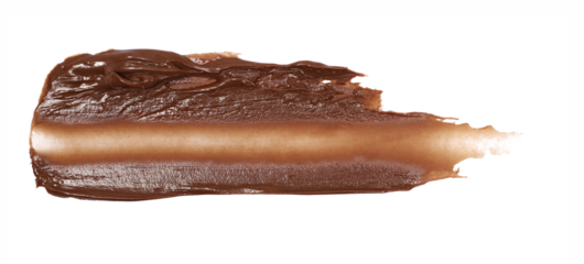 Chocolate cream spread isolated on white background, top view
