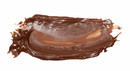 Chocolate cream spread isolated on white background, top view
