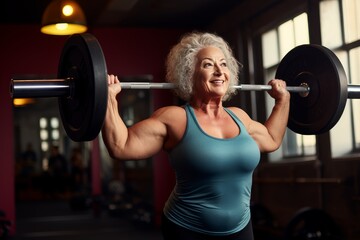 elderly woman with a healthy lifestyle at the gym