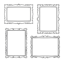 Pack of hand-drawn decorative photo frames