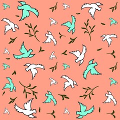 seamless doves of peace wallpaper peach 