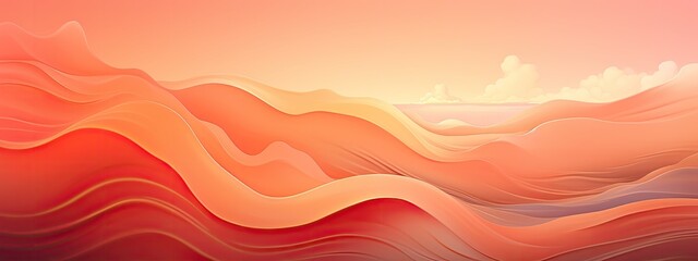Fototapeta premium Waves of warm Peach Fuzz 2024 hues flow across the horizon at sunrise, bringing a sense of new beginnings.