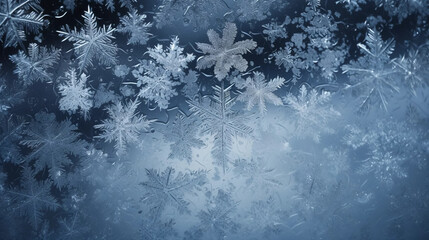 stockphoto, Frostwork, snow frost , frozen ice crystals frame on a dark background. Ice crystals on a window. Frost pattern. Winter mood. - obrazy, fototapety, plakaty