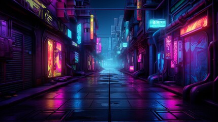 night city street scene with lights - obrazy, fototapety, plakaty