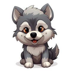 Cute Wolf Icon on White Background