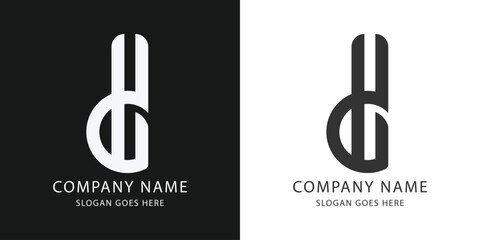 Unique modern geometric creative elegant Alphabet letter icon logo HG