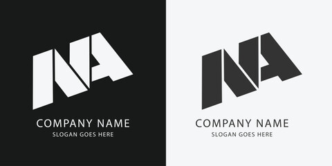 Unique modern geometric creative elegant Alphabet letter icon logo NA