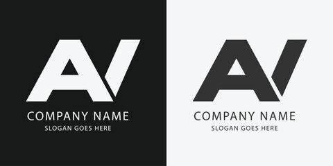 Unique modern geometric creative elegant Alphabet letter icon logo AV - obrazy, fototapety, plakaty