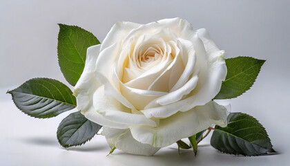 Fototapeta premium Single white rose isolated on a white background