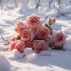 roses on the snow, ai generator