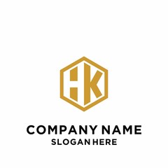 HK letter hexagon logo design vector illustration template