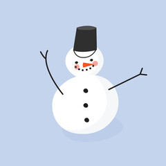 Cute doodle winter illustration of a snowman. New year gifts and stickers prints.