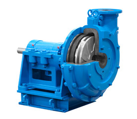 Industrial high-pressure water pump for cold water supply, prepared, open for maintenance and...