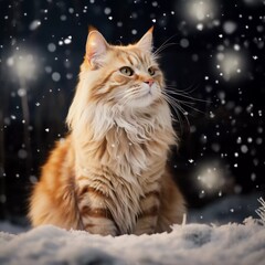 cats sitting in the snow and at home, ai generator