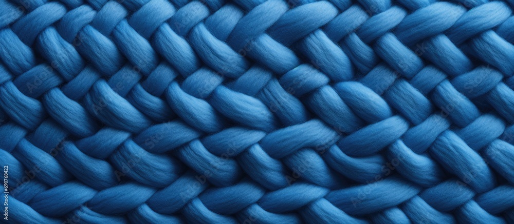 Aufkleber texture of blue big knit blanket large knitting plaid merino wool top view. copyspace image. header 
