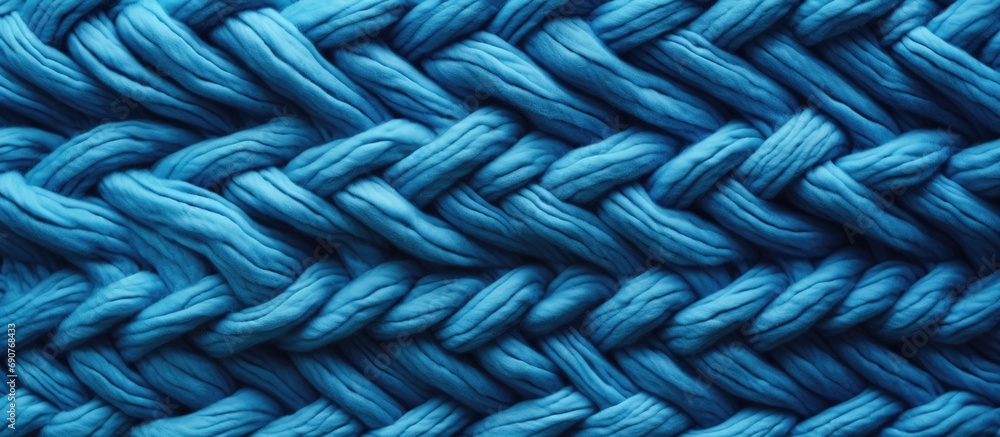 Aufkleber texture of blue big knit blanket large knitting plaid merino wool top view. copyspace image. header 
