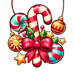 cartoon candys lollipop christmas decoration vector illustration