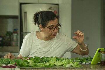 talking with mom, in the kitchen