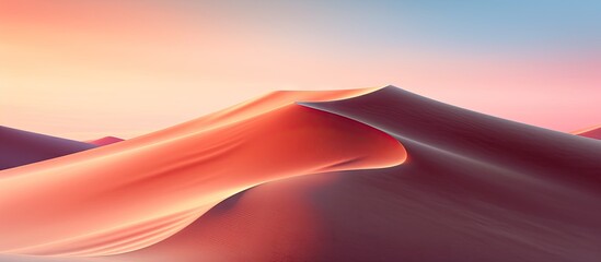 snake like shaped sand dune at the beautiful pastel colored sunset appears like moving away desert...