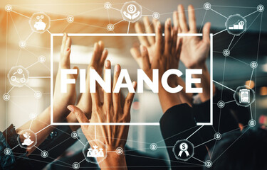 Finance and Money Transaction Technology Concept. Icon Graphic interface showing fintech trade...