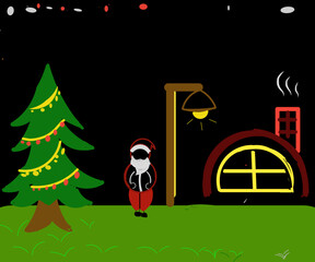 santa claus and christmas tree