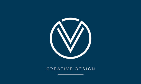 Alphabet letters OV or VO logo monogram