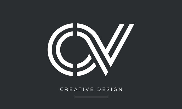 Alphabet letters OV or VO logo monogram