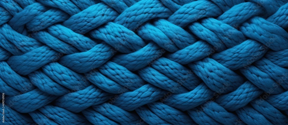 Aufkleber texture of blue big knit blanket large knitting plaid merino wool top view. copyspace image. header 