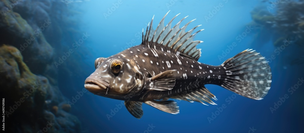 Poster spotted handfish brachionichthys hirsutus found in the coastal waters of south and east australia an